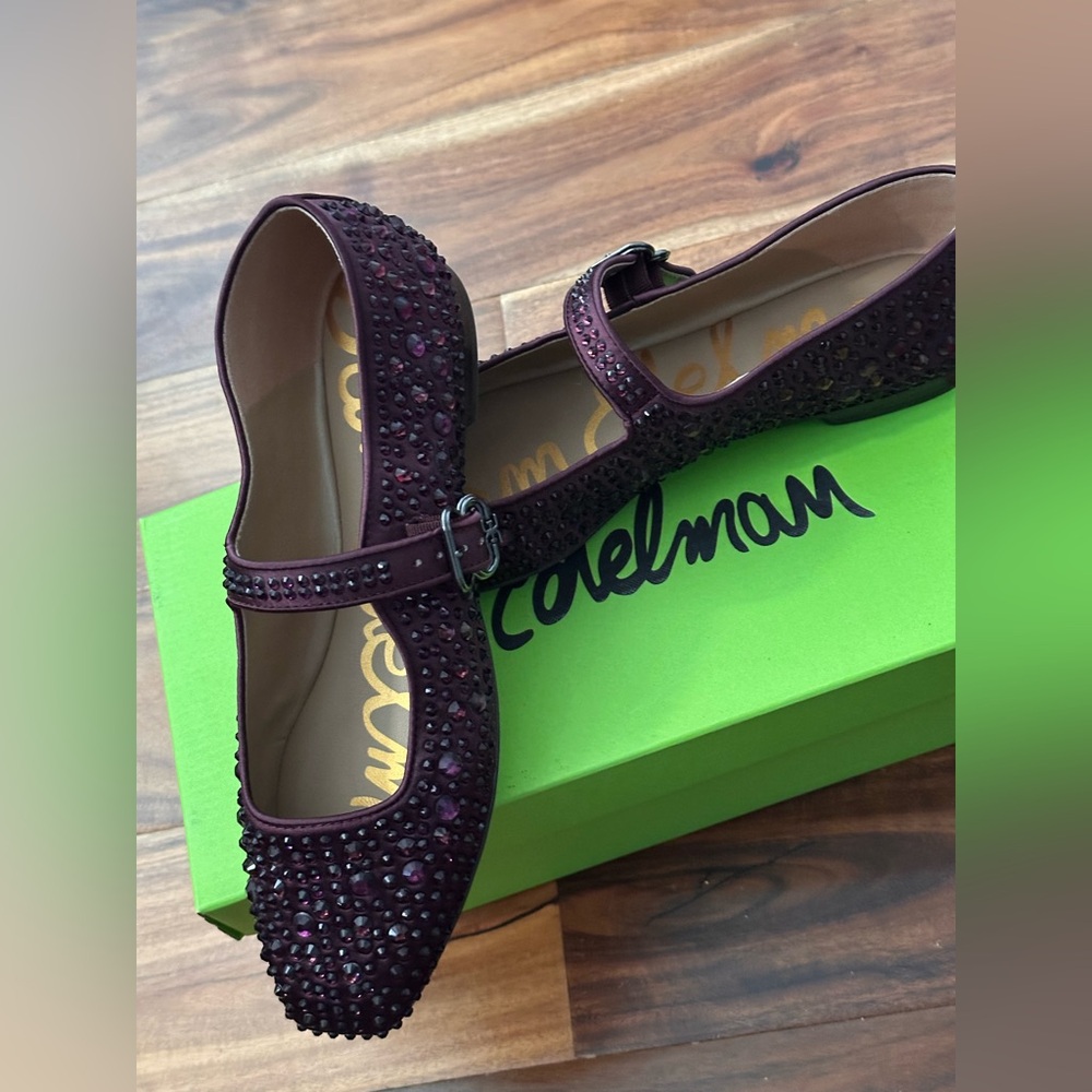 Sam Edelman Michaela Bling plum Mary Jane Flats 8.5 - Picture 3 of 8